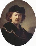 REMBRANDT Harmenszoon van Rijn Self-Portrait with Hat and Gold Chain Germany oil painting artist